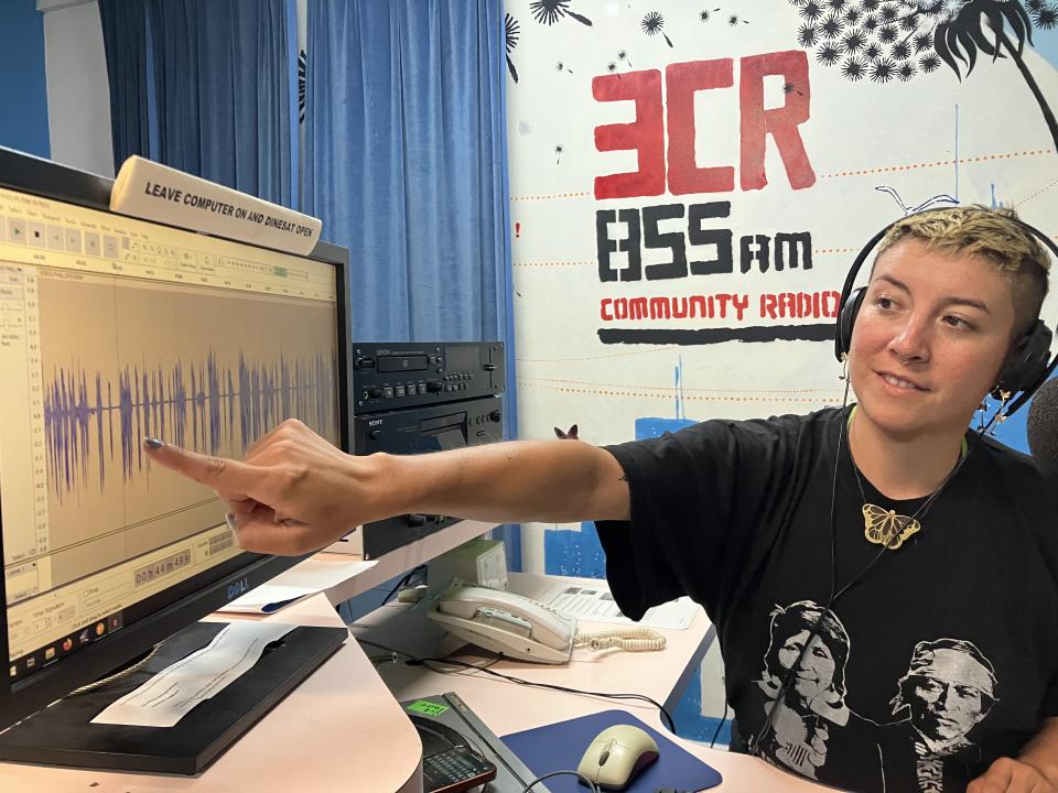 Trainer Karina in Studio 3, 3CR Community Radio 