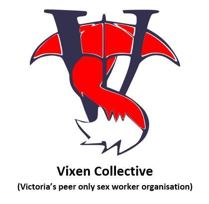 Vixen Collective Image of black V with Red umbrella