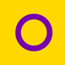 intersex flag purple circle on yellow backgrond