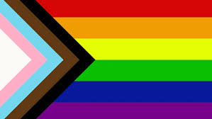 rainbow flag including trans and people of colour