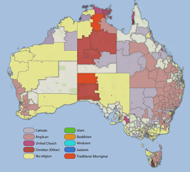 Religion in Australia by location