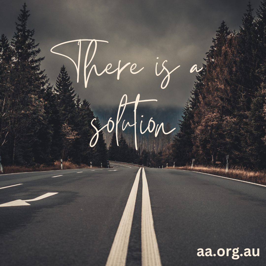 There is a solution in text with road and trees and aa.org.au text