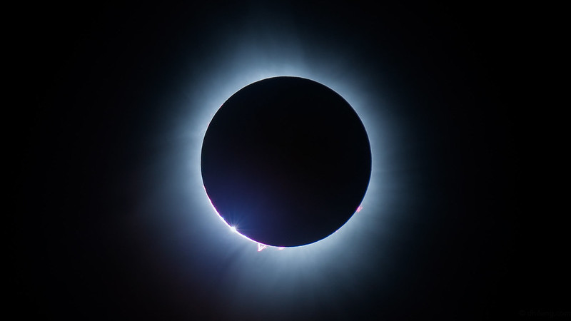 Sun's corona as seen during the total solar eclipse on 8 April 2024 in St Johnsbury, Vermont USA (Photo by Dhilung Kirat, via Flickr)