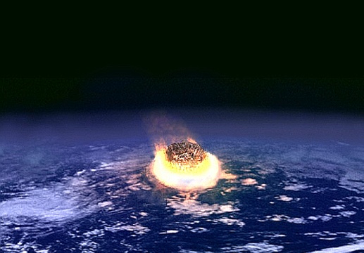 Artist's impression of the asteroid impact at Chicxulub (public domain image uploaded to Wikipedia by Fredrik)