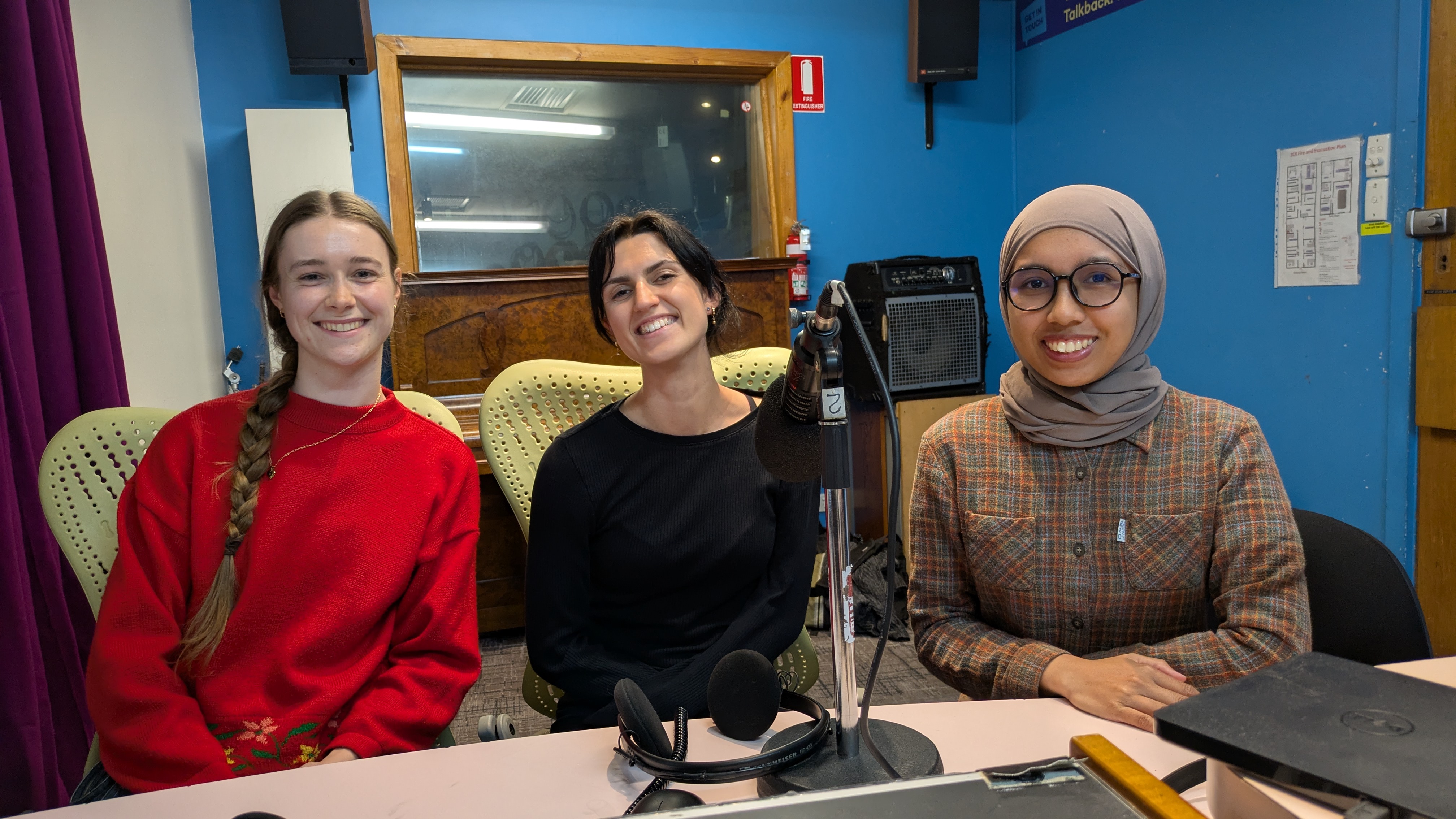 Meredith, Maeve and Annisa in the 3CR studio