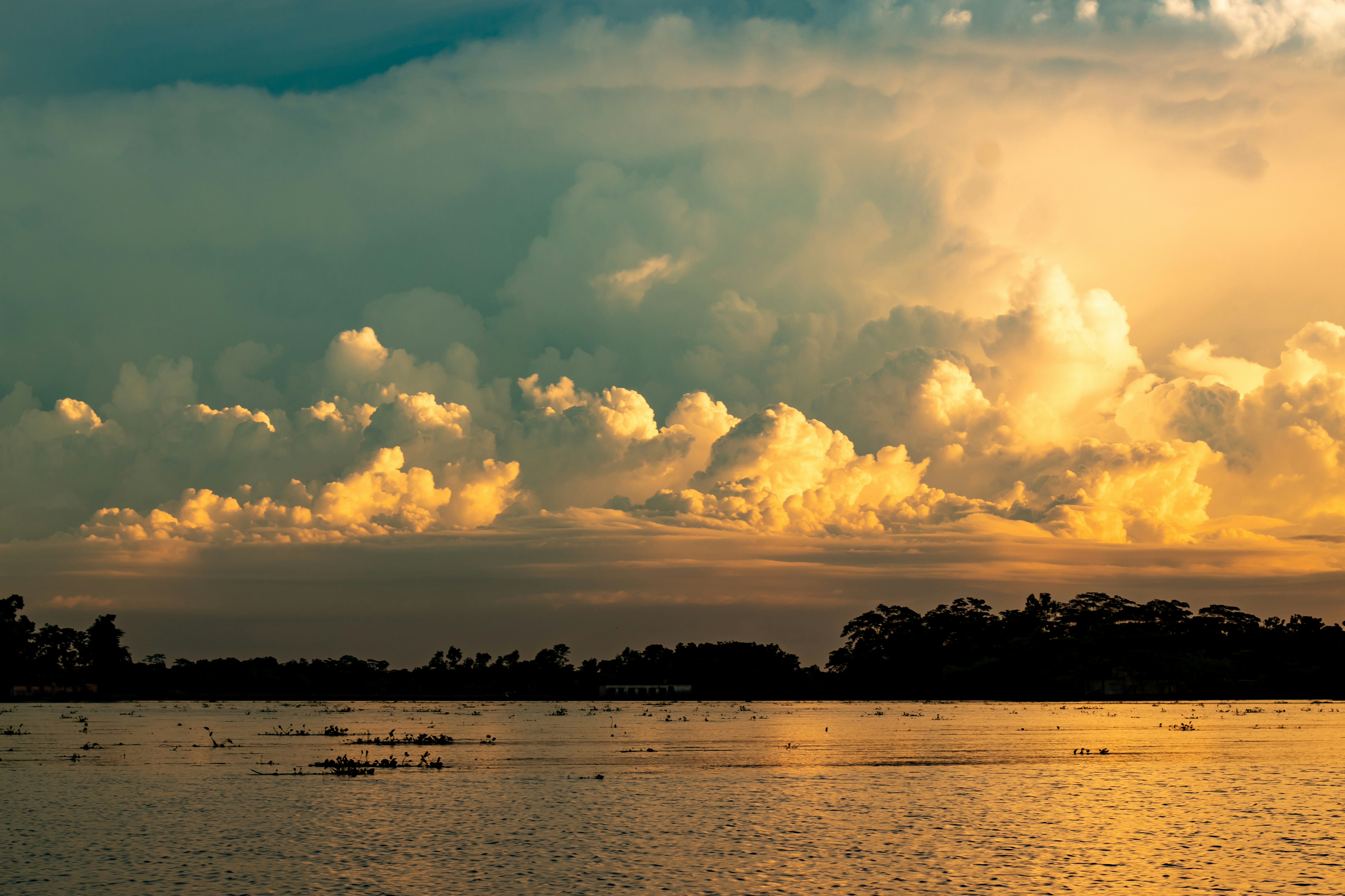 Sunset through clouds
