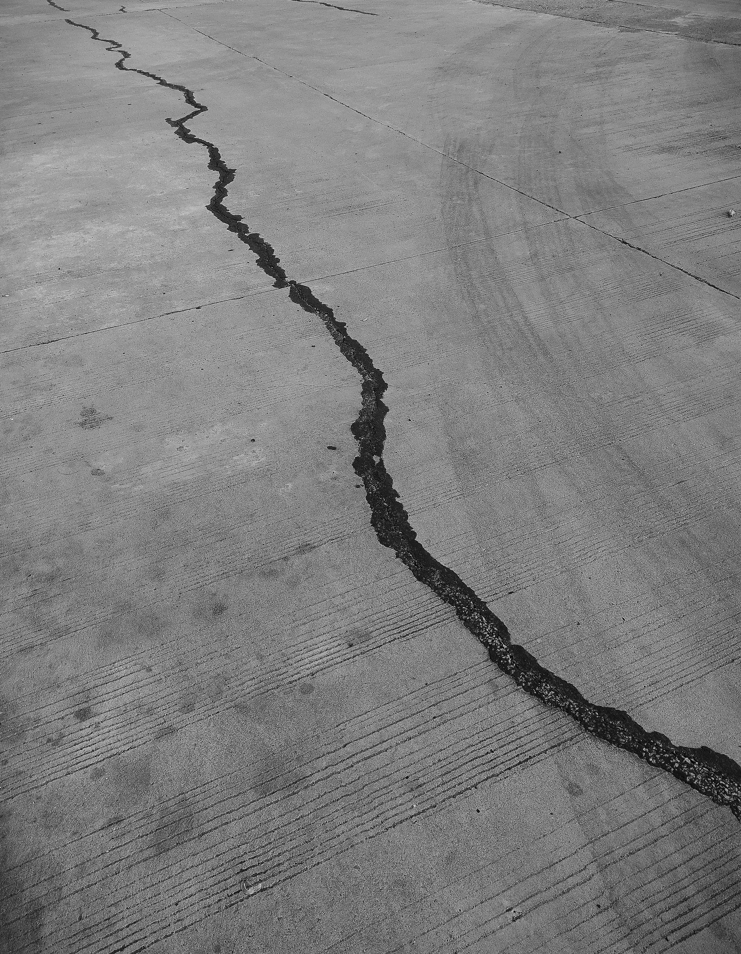 A large crack in the earth from an earthquake