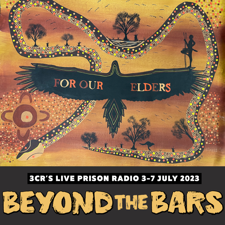 Beyond the Bars 2023, artwork by Troy, proud Yorta Yorta man