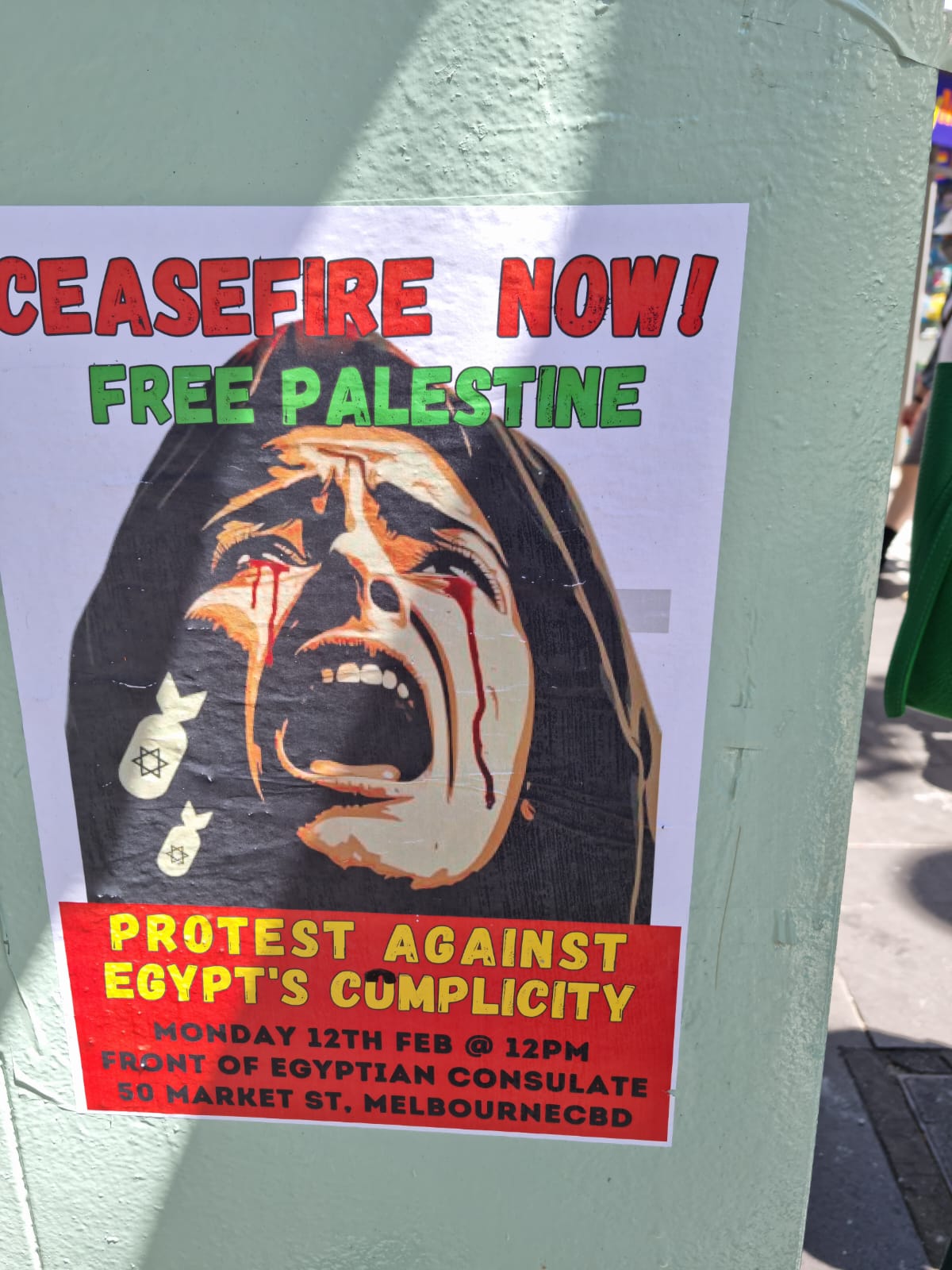 Free Palestine protest outside Egypt Consulate