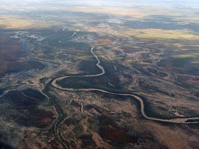 Aerial image of the Fitzroy river and the Kimberley Floodplain by yaruman5 is licensed under CC BY-NC-ND 2.0.