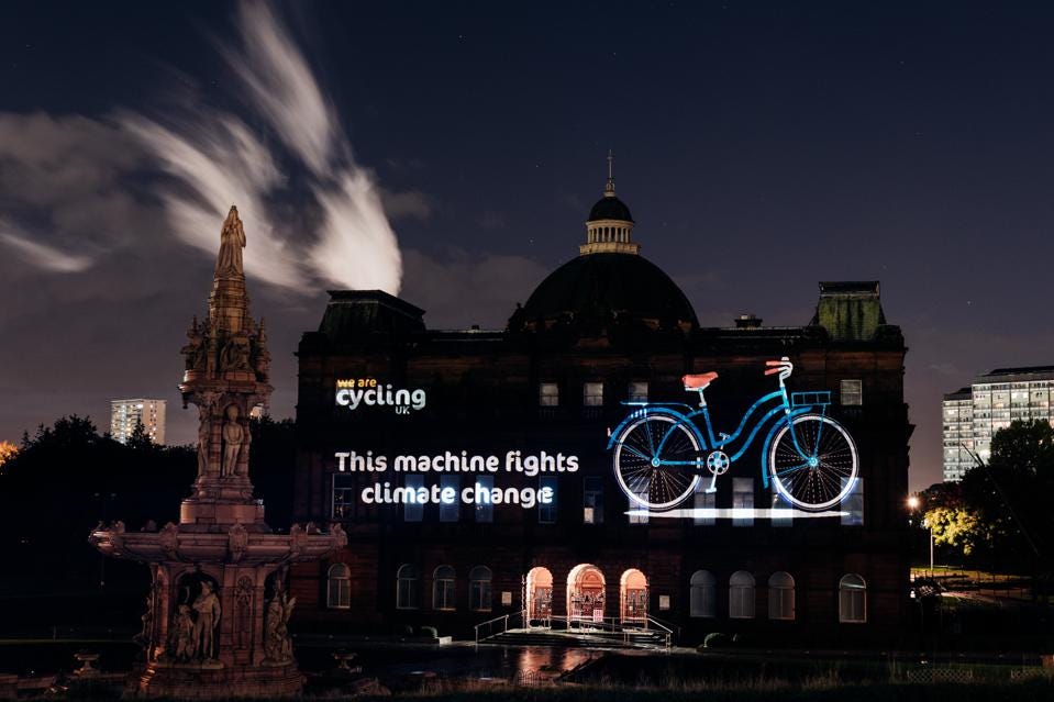 Image credit: 'Pithy night-time projection in Glasgow by Cycling UK'