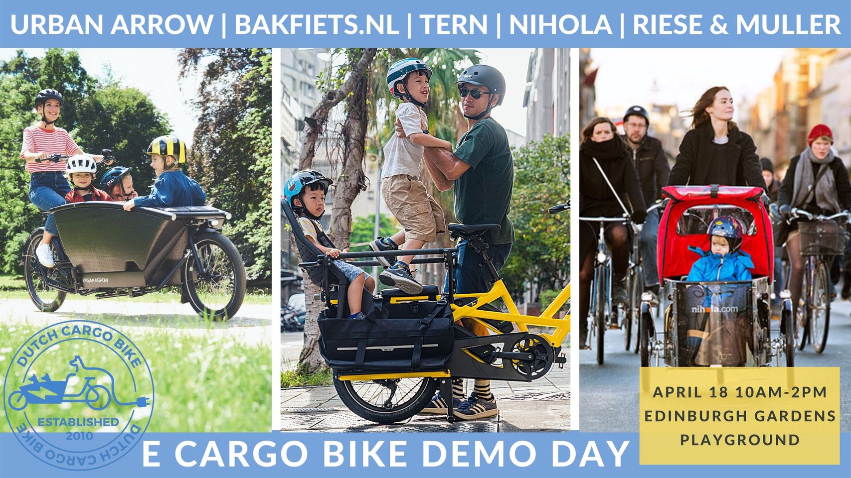 E Cargo Bike Demo Day at Edinburgh Gardens in North Fitzroy, 10am - 2pm, Sunday 18th April 2021