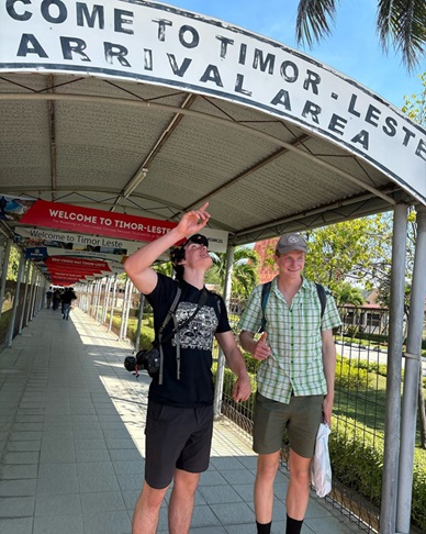 Cezary and Leo arrive in Timor Leste. Image: twobirderstwobikes insta