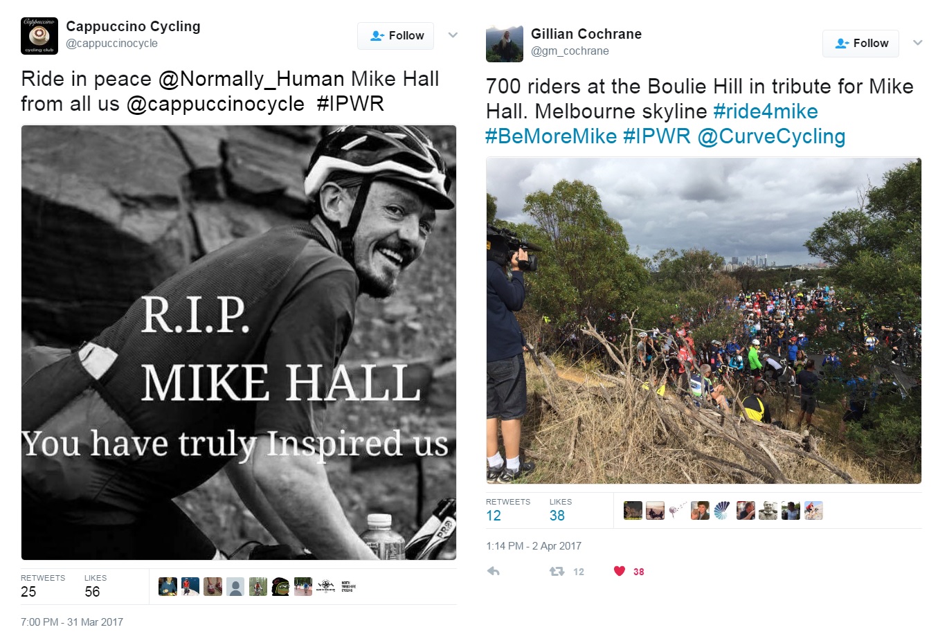 Mike Hall tributes: twitter image credit to @cappuccinocycle and @gm_cochrane