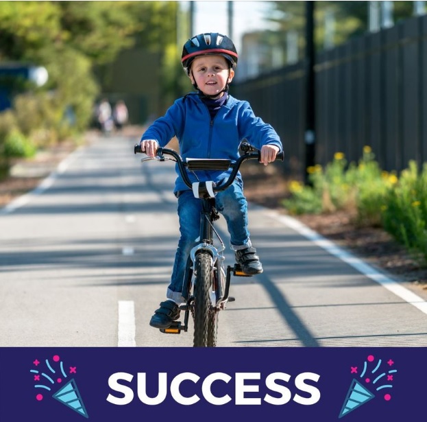 'Congrats Ben Carroll MP on making bike riding safer & easier for all Victorians, big & small!' Image credit: Parents' Voice