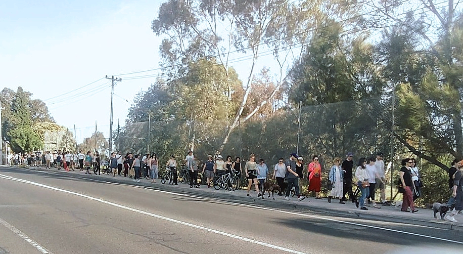 Reclaim Our Merri Creek walking along Normanby Road to Harding Street Bridge