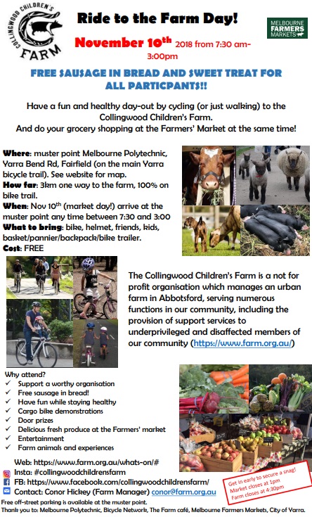 Ride to Farm Day at Collingwood Childrens Farm