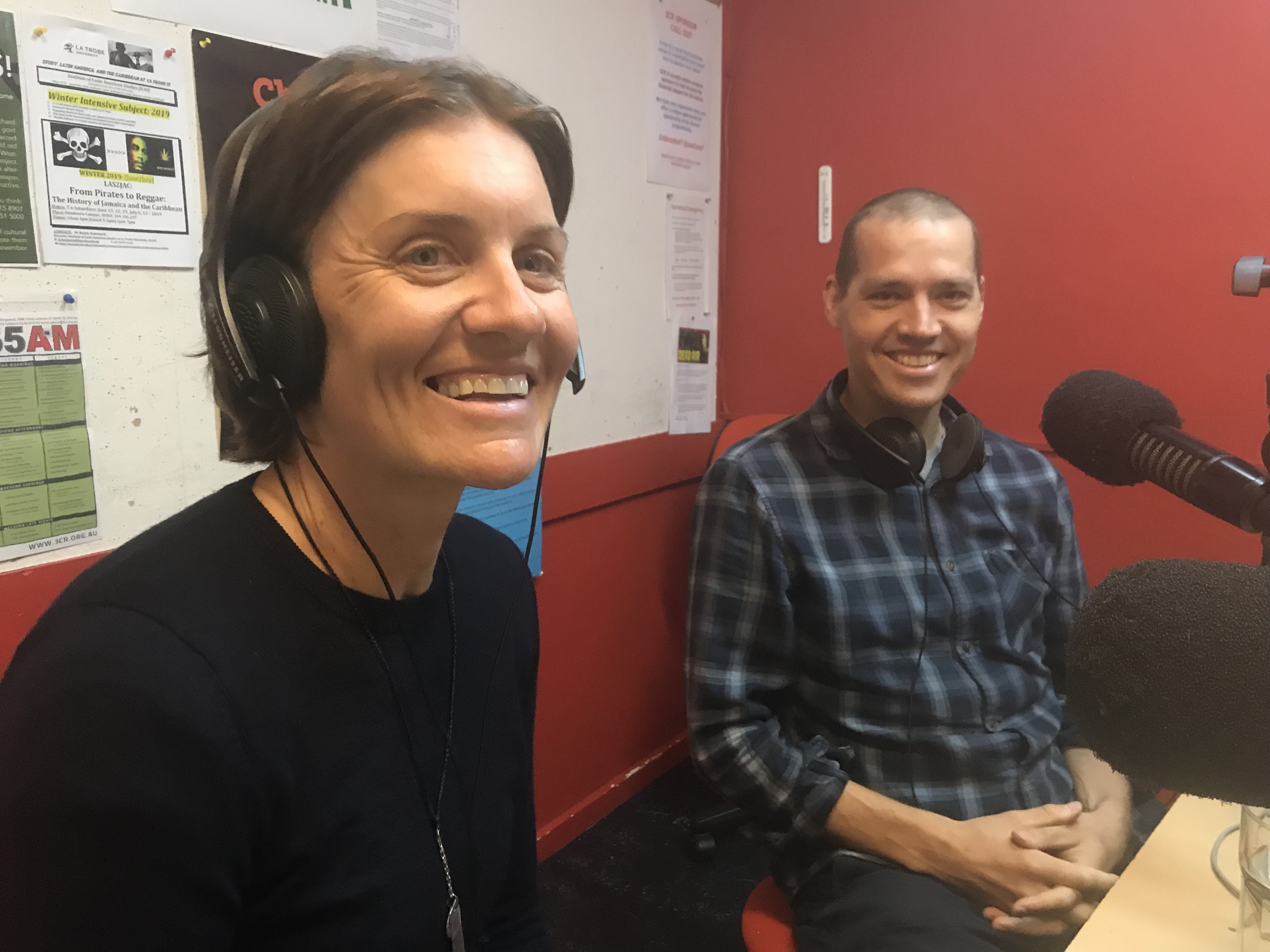 Sarah Hammond and Jesse Carlsson in the studio for the Yarra BUG Radio Show