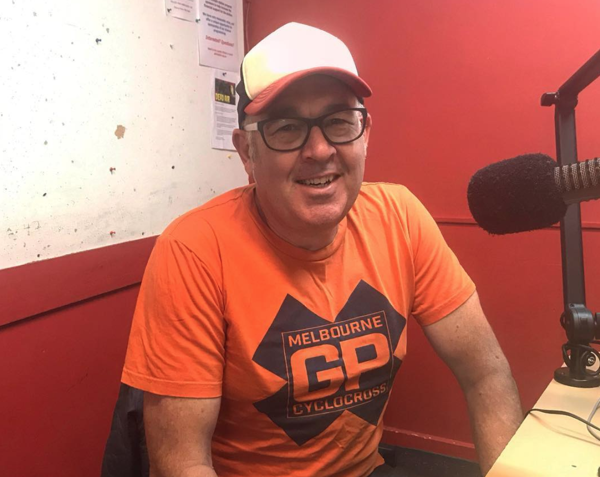 Col Bell of Fields of Joy Cyclocross in the studio at 3CR Community radio