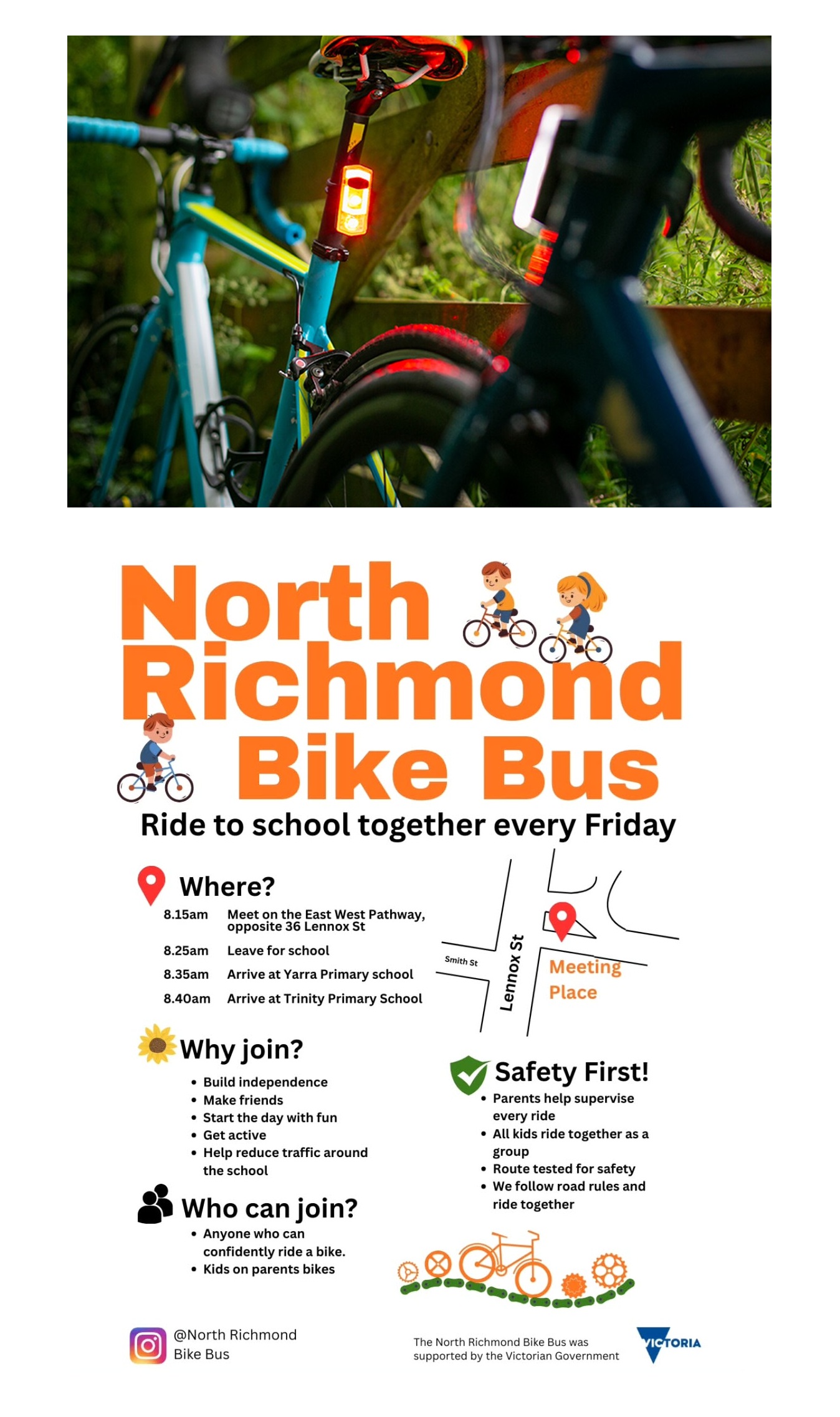 Stonnington TAC Light Insights Trial + North Richmond Bike Bus. Images supplied.