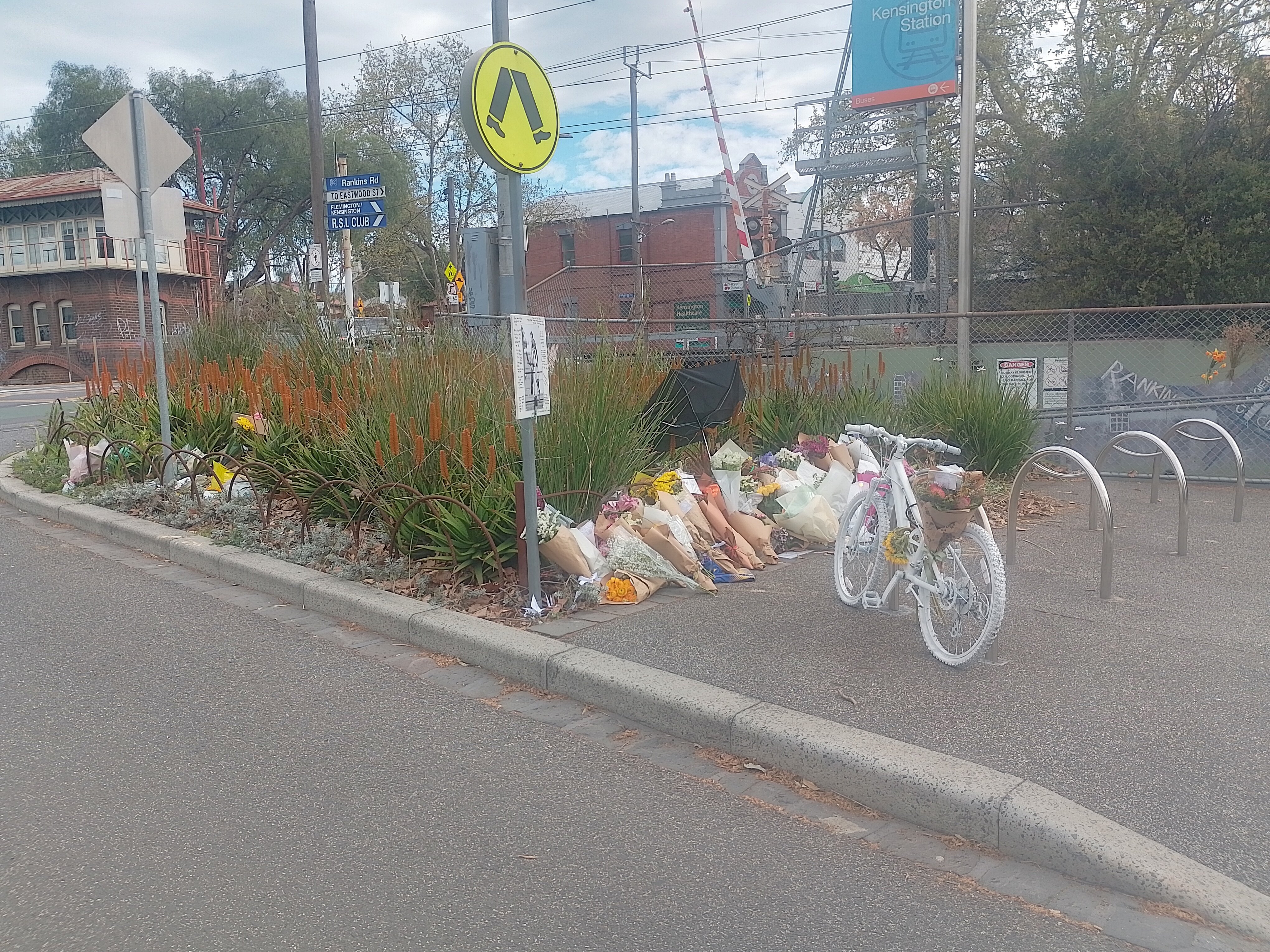 Will's Ghost Bike at Kensington Station, thanks to Bike Melbourne & crew