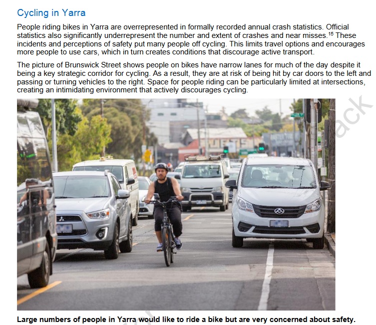Cycling in Yarra: Moving Forward, Yarra Council draft transport strategy, page 25