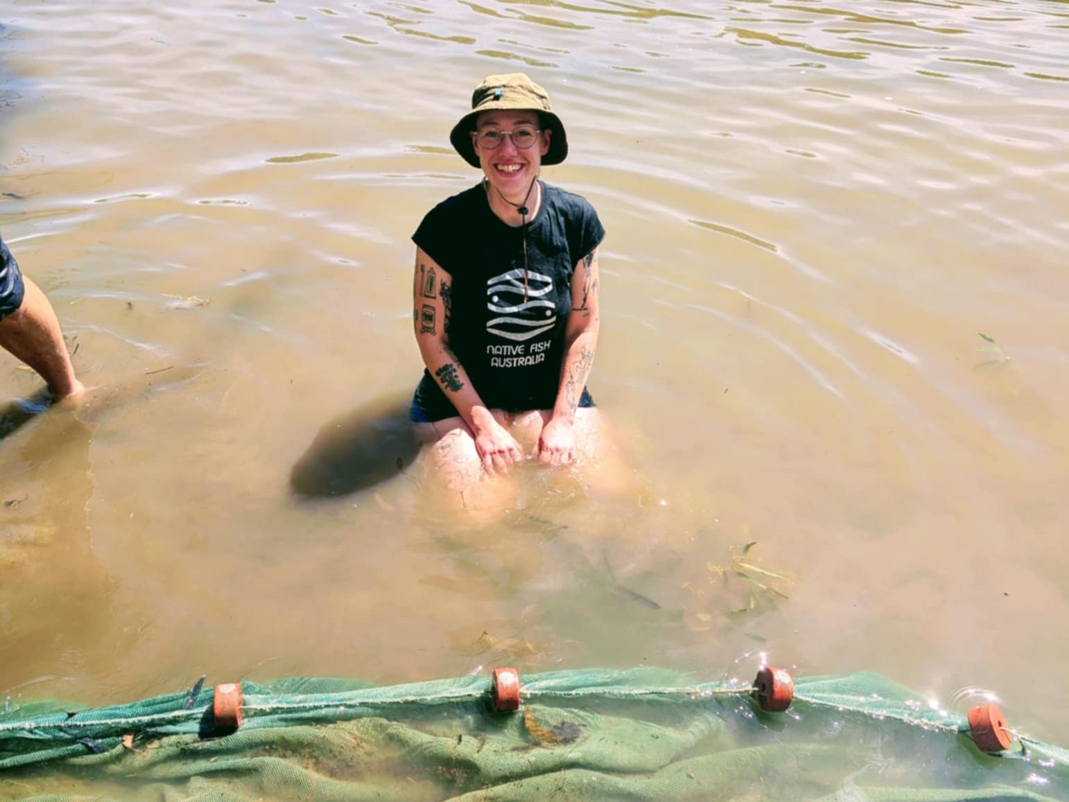 Jayne Burton of Native Fish Australia out in the field