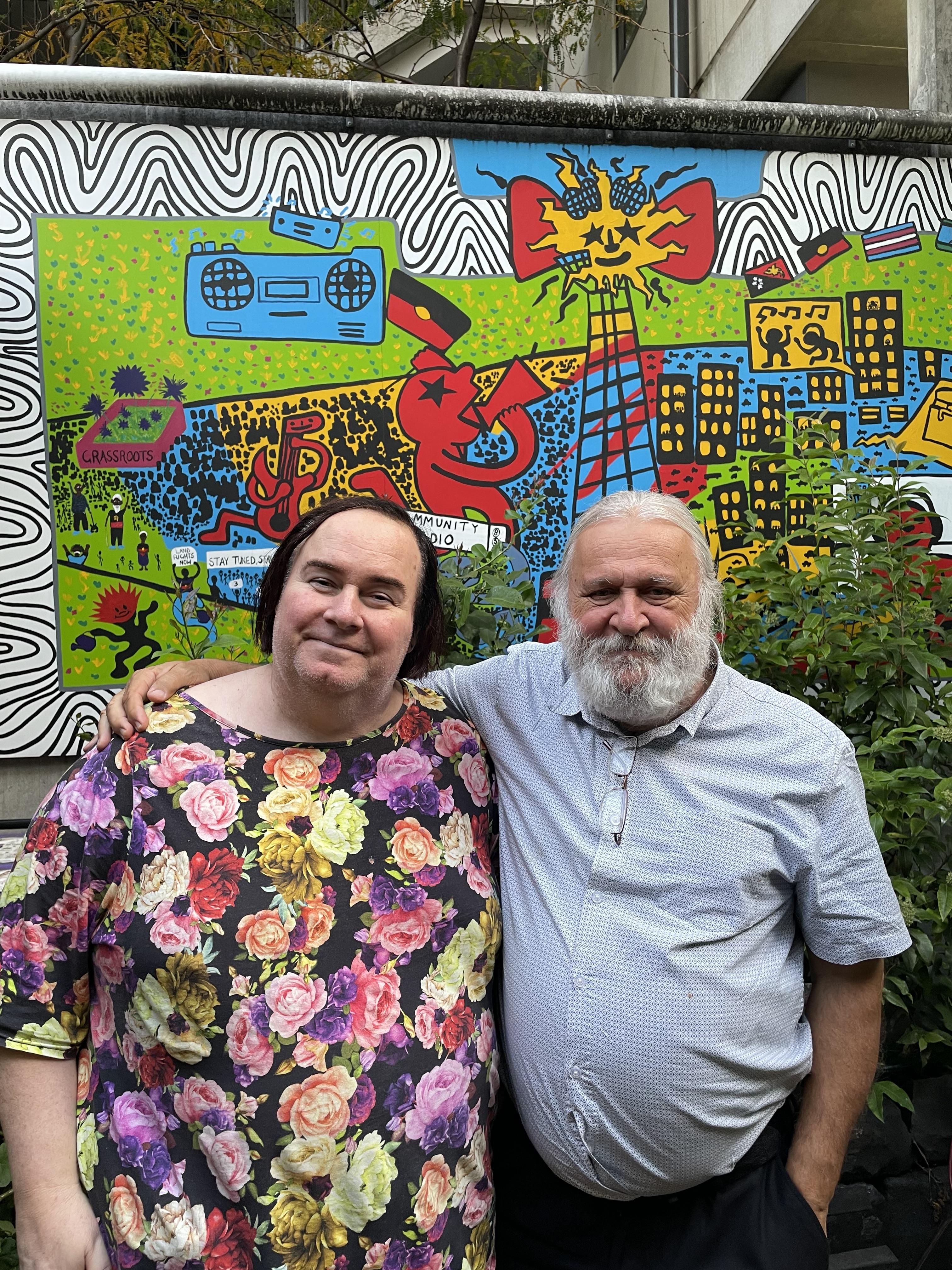 Dr Joe and Madison in the 3CR courtyard