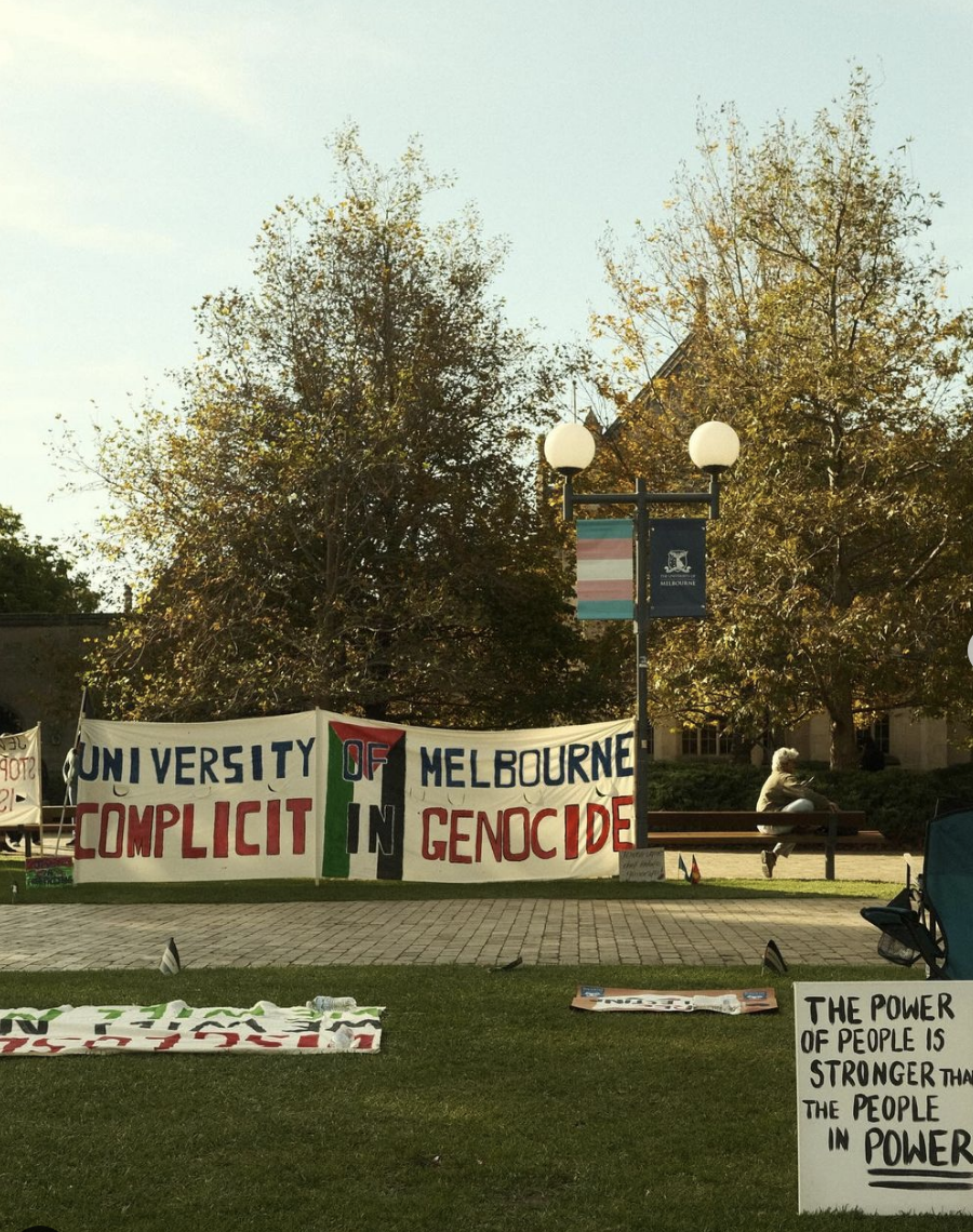 Student protests at Melbourne Uni. Image: @unimelbforpalestine