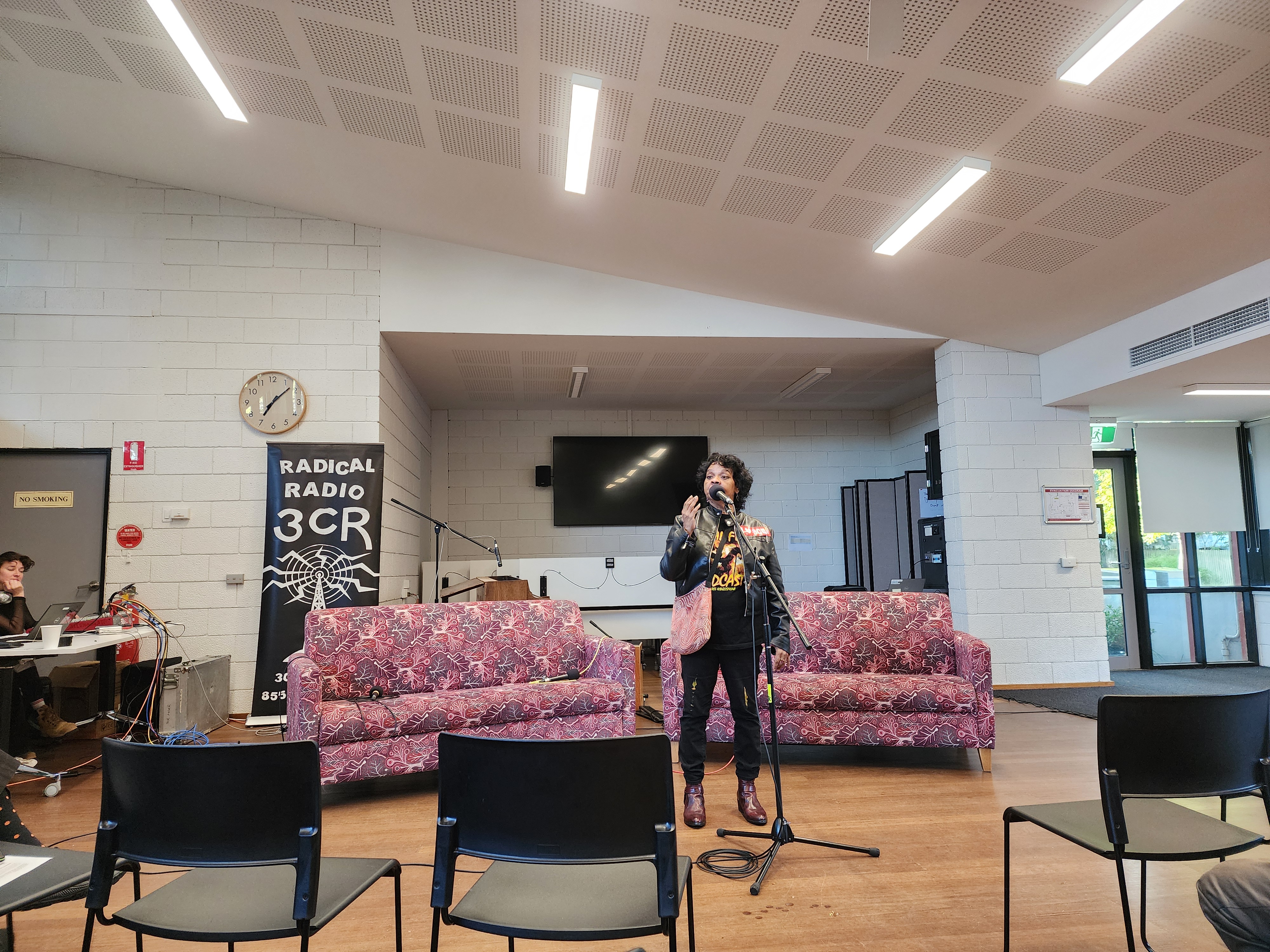 MC Shiralee Hood speaking at the Beyond the Bars 2025 CD launch.