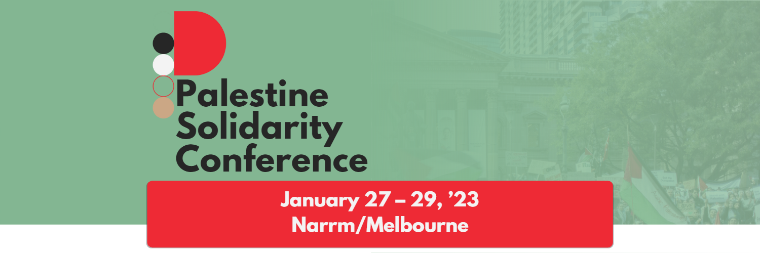 A banner advertising APAN's Palestine Solidarity Conference. It states that the Palestine Solidarity Conference will be held from January 27 to 29 in Narrm/Melbourne.