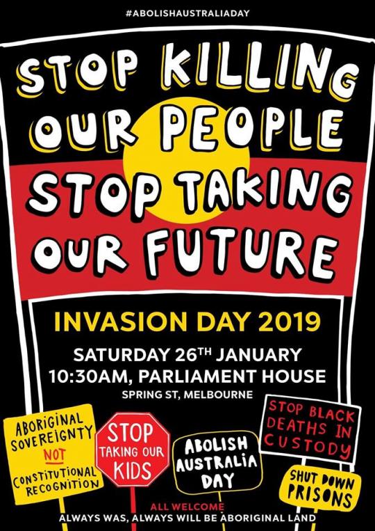 Invasion Day Rally Poster by Warriors of the Aboriginal Resistance