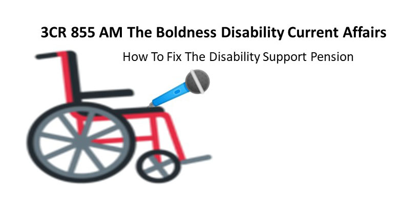 A wheelchair holding a microphone 3CR 855AM The Boldness Disability Current Affairs interview How To Fix The Disability Support Pension 