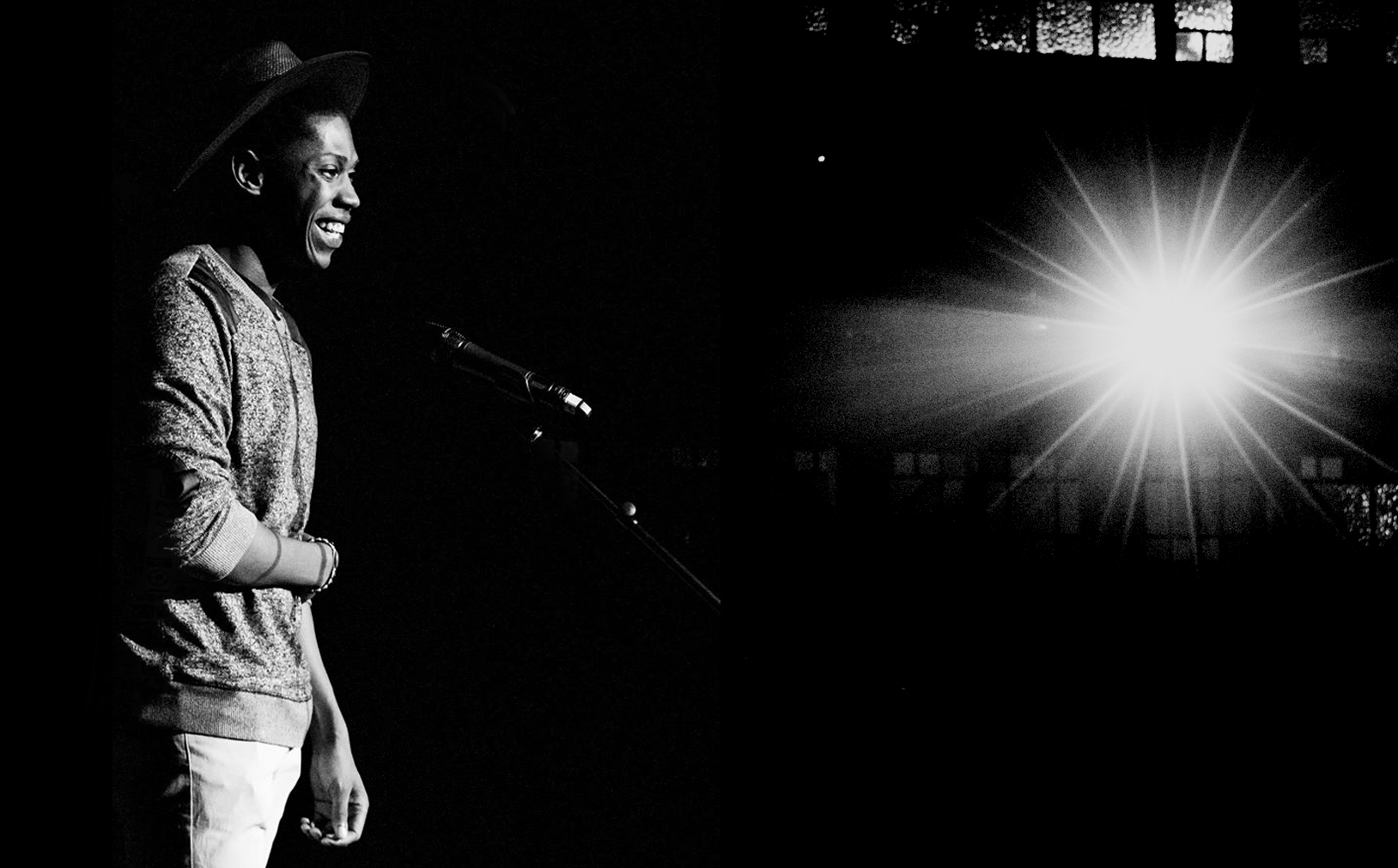 Thabani Tshuma on stage at Melba Spiegel Tent