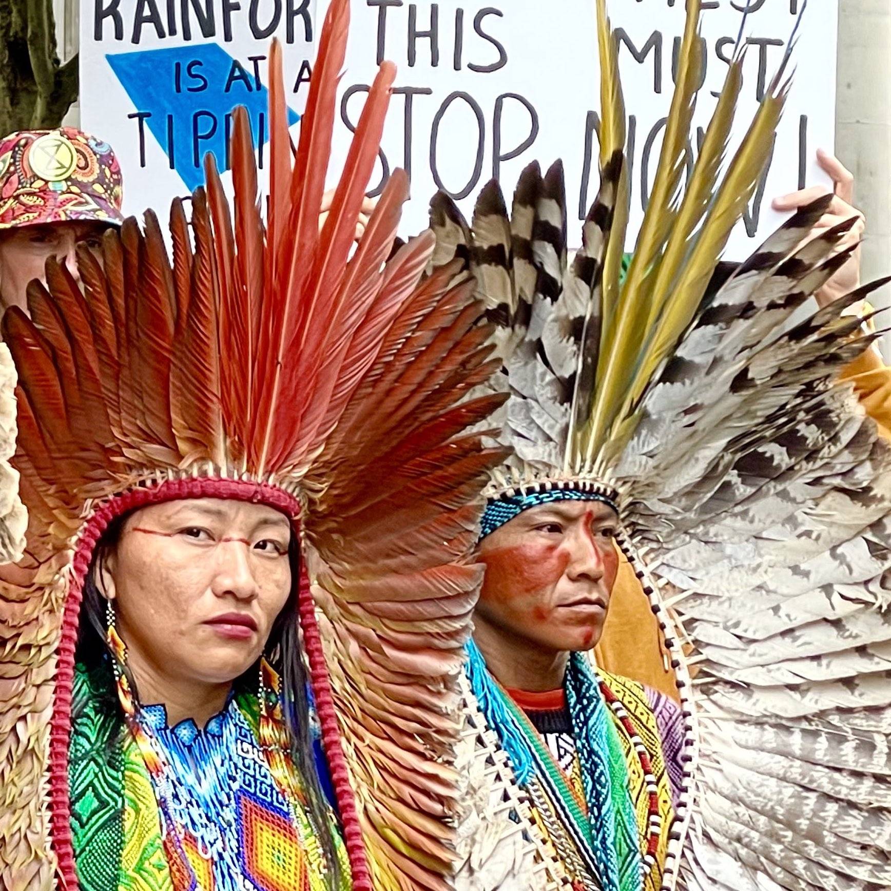 Indigenous people protecting the Amazon Rainforest at Glasgow