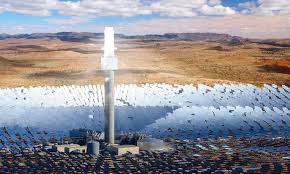 Concentrating solar thermal field with heliostates and reciever tower