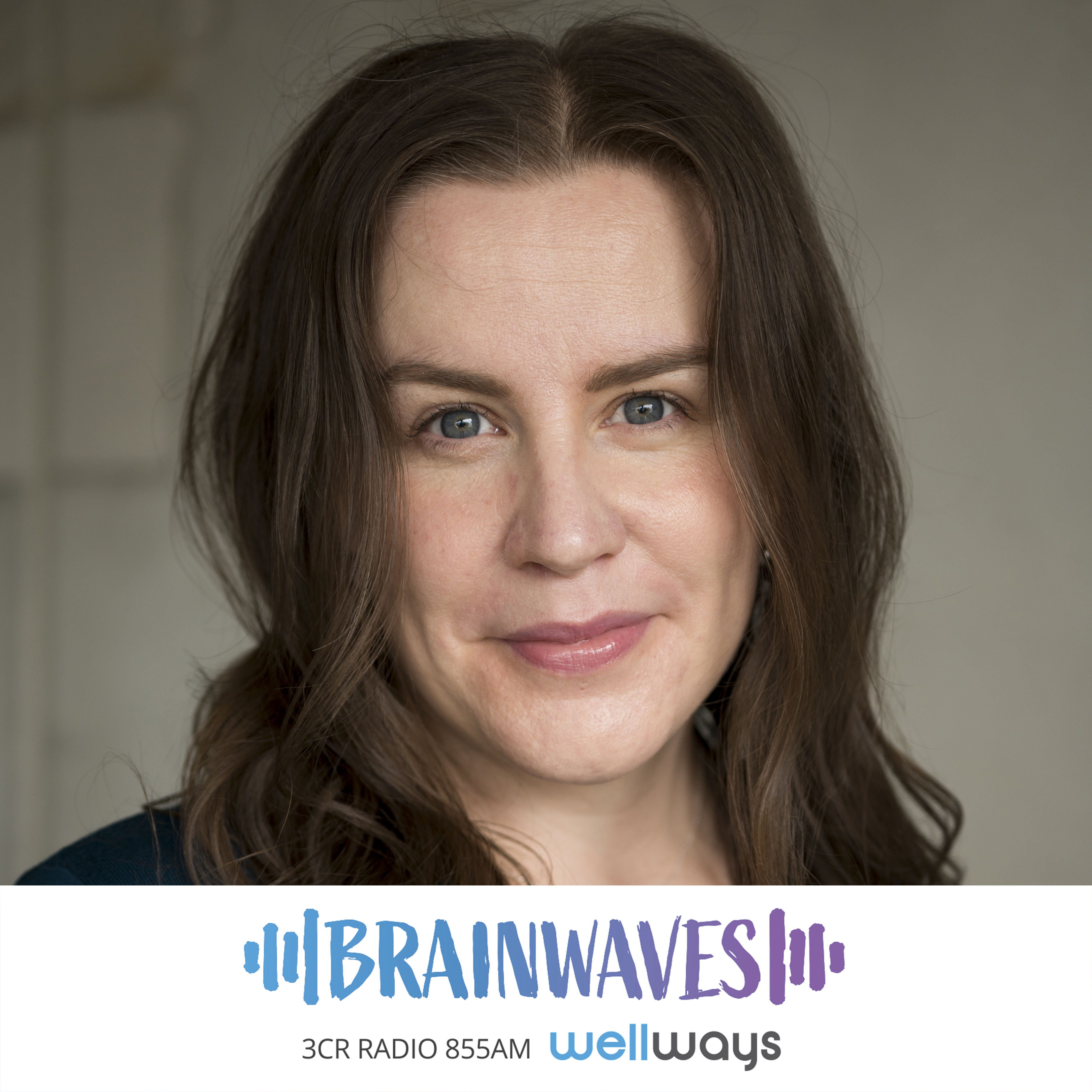 A headshot of Anna Spargo-Ryan, a lady with long brown hair smiling at the camera. Anna is on Brainwaves show on 3CR to talk about her memoir "A kind of magic" which is about her anxiety and psychosis.