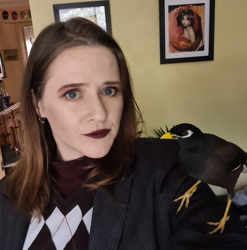 Jade with Goro (rescued Mynah)