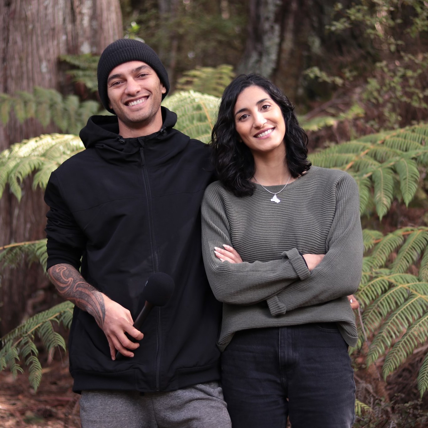 Photo of Chris & Samah from Aotearoa Liberation League.