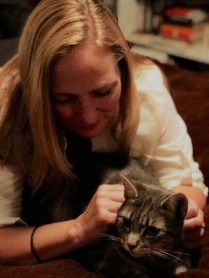 Kate with Tippy the cat