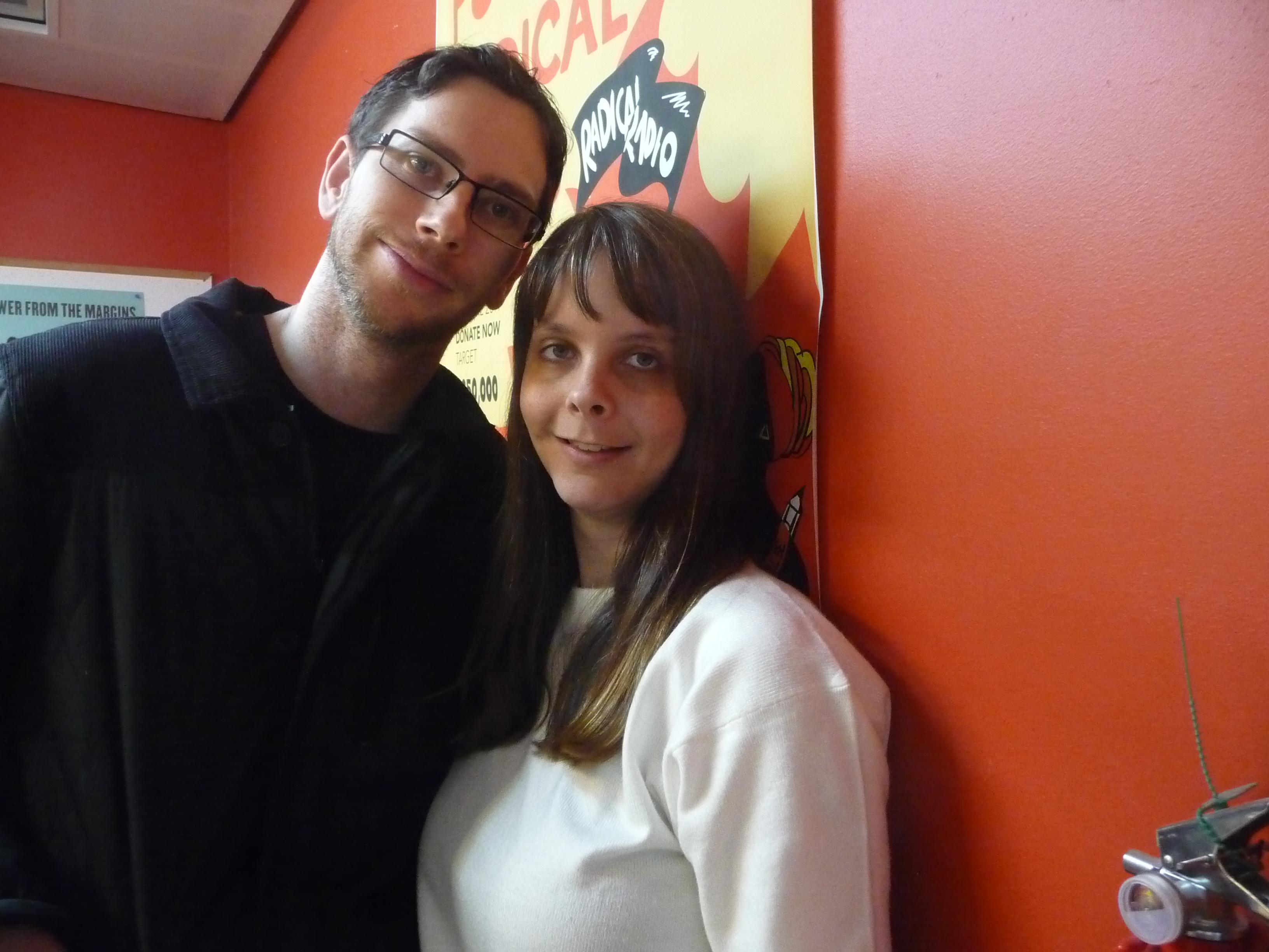 Photo of Nick and Katie – the hosts of this episode, at 3CR.