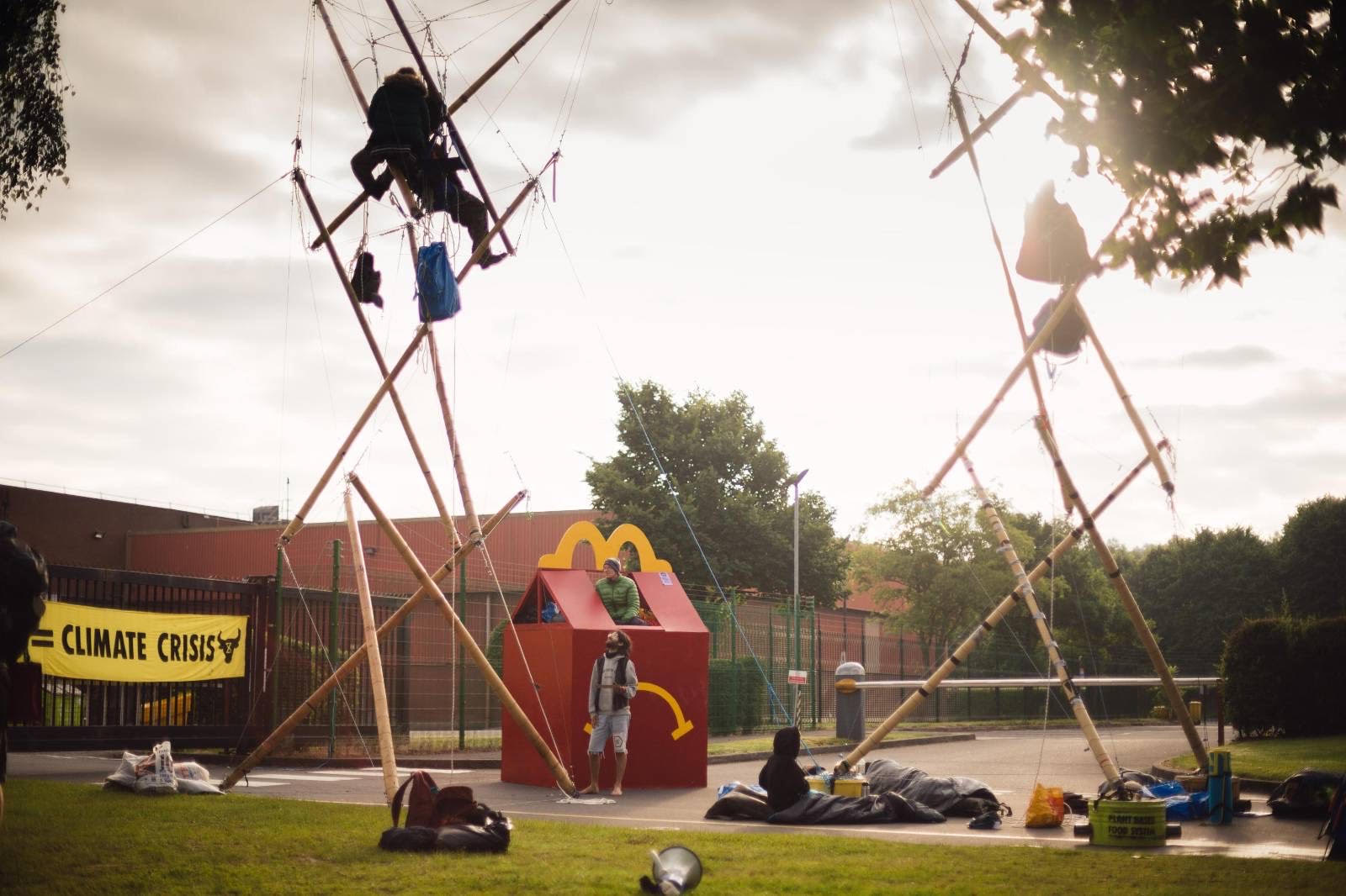 Animal Rebellion’s blockade of a McDonald’s burger factory.