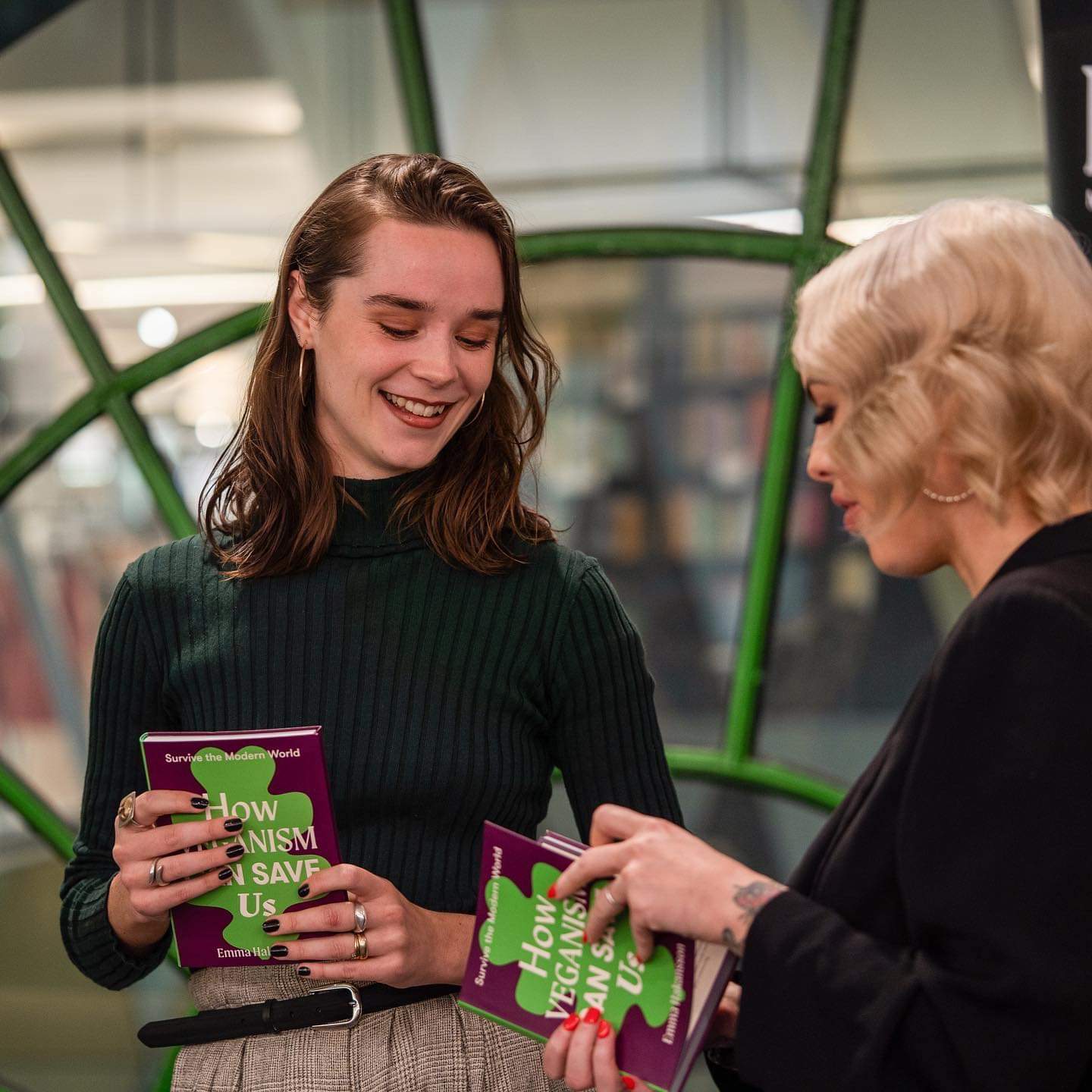 Photo of Emma Hakansson at the book launch of How Veganism Can Save Us