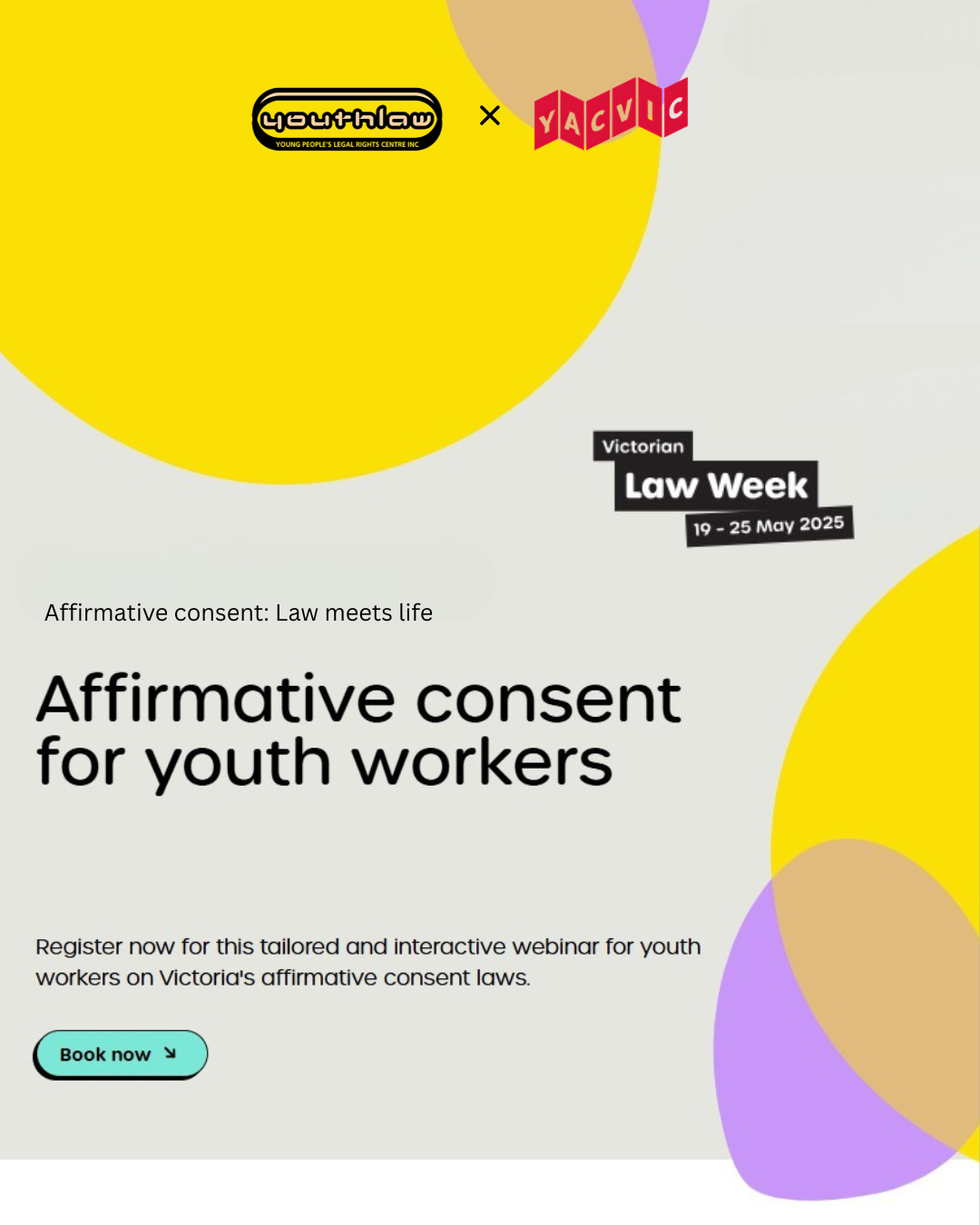 Social media tile - YACVic and Youthlaw affirmative consent webinar 21 May 2025