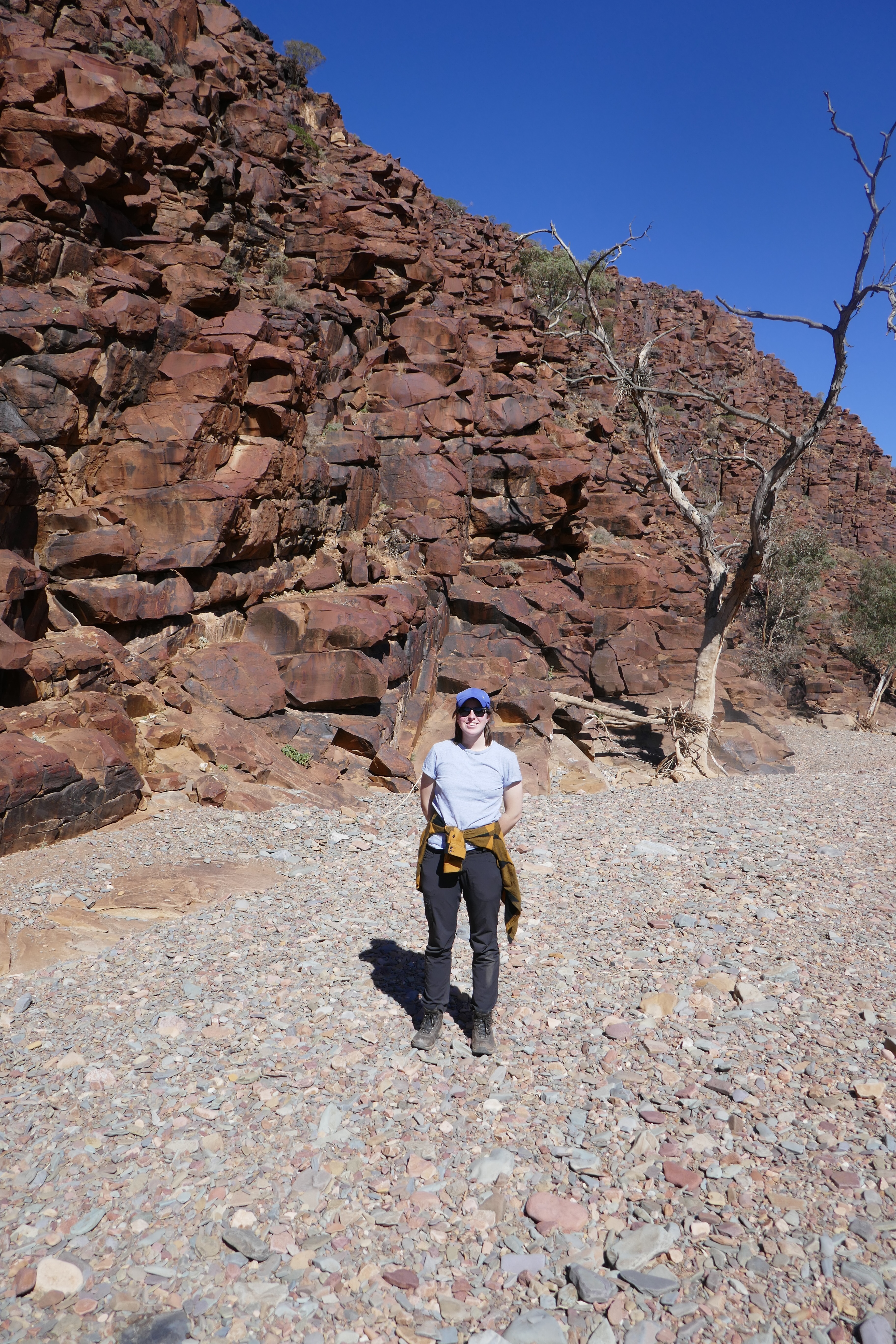Lauren Fuge at Red Gorge, an Adnyamathanha engraving site in mid-north South Australia