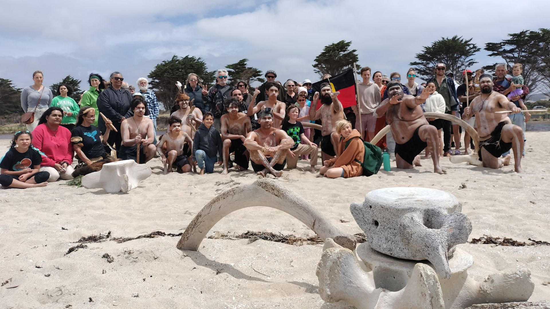 A picture of the people who took part in the ceremony on Gunditjmara Land