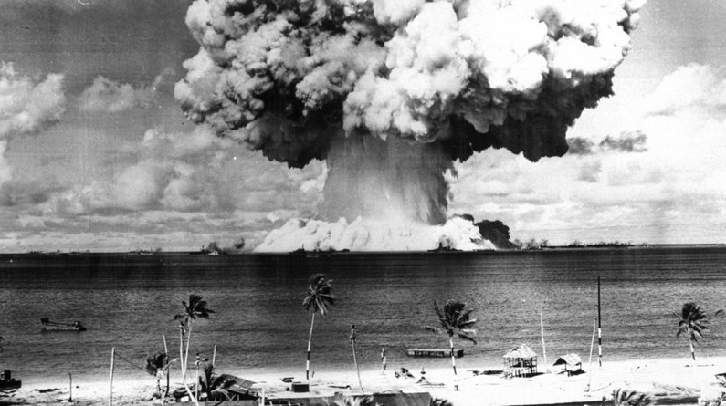 Mushroom cloud from nuclear bomb test Marshall Islands 1946