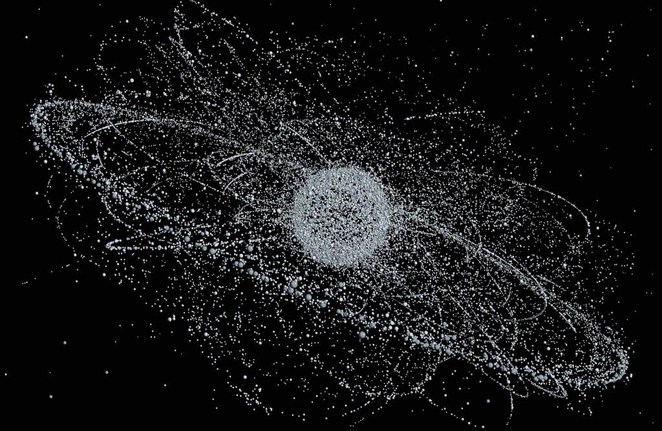 Space debris orbiting the earth