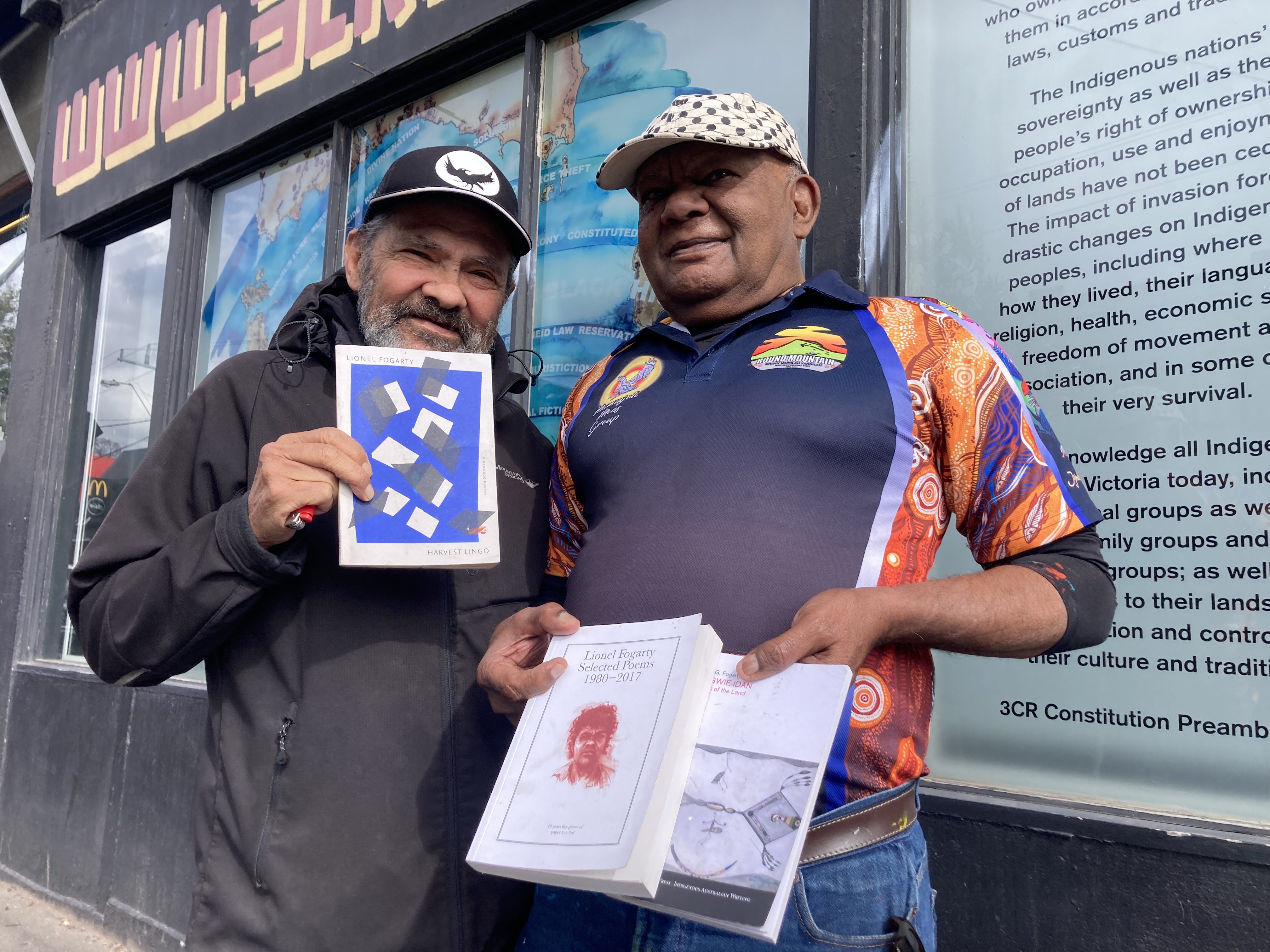 Uncle Lionel and Robbie Thorpe in front of the 3CR building.