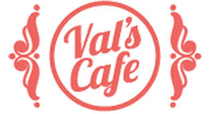 A logo with the words 'Val's Cafe' in a circle